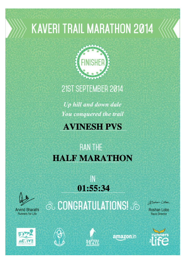 Kaveri Half Marathon Time 2014